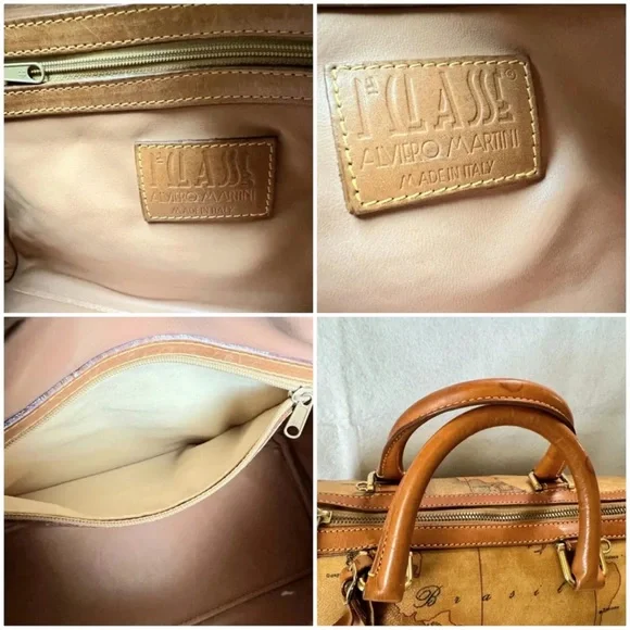Alviero Martini (Preloved Geo Map Print Classic Boston Bag - Picture 9 of 12
